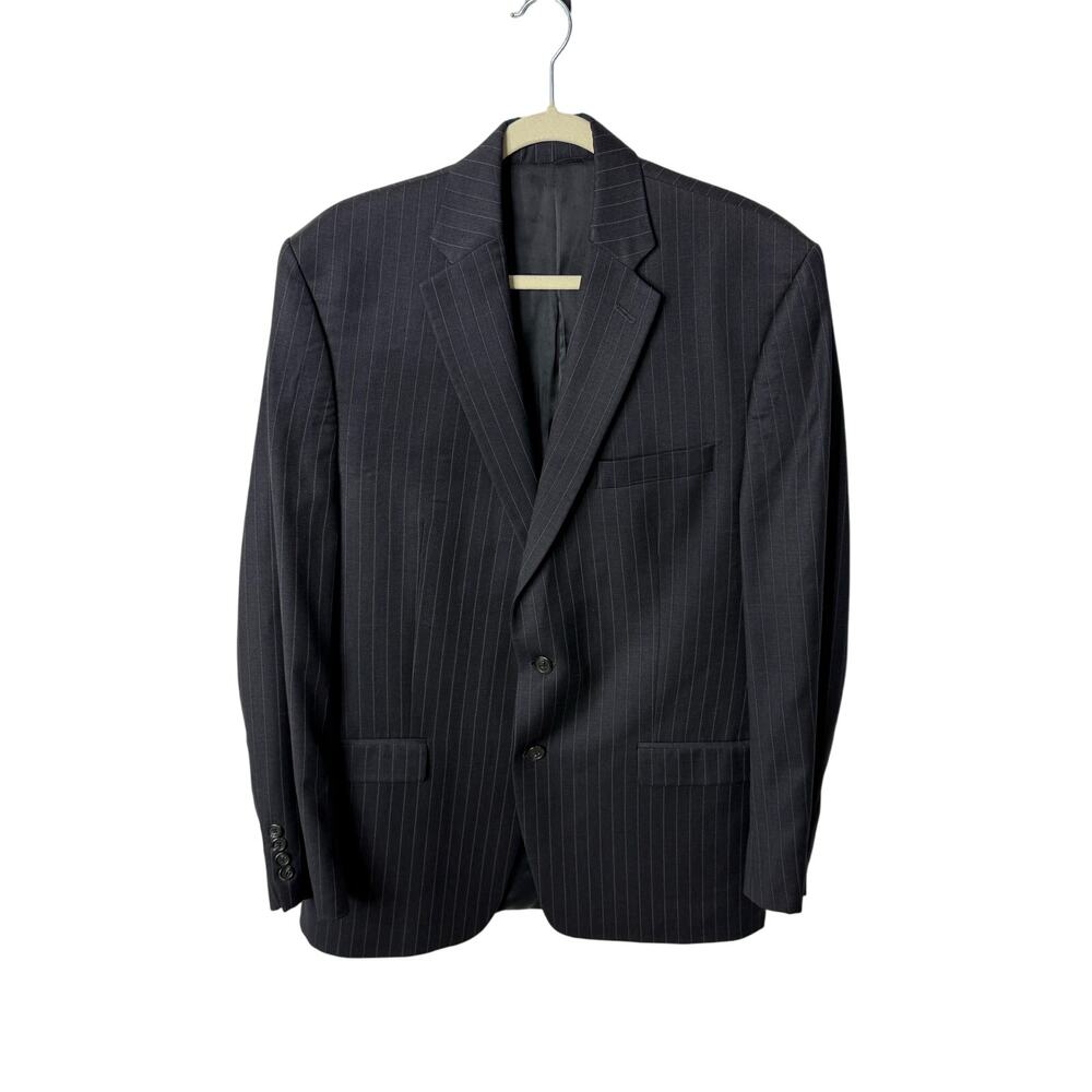 Lauren Ralph Lauren Sport Coat Men 46L Gray Pinstripe Wool Blazer Old Money